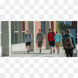 Five Students Walking Outside Of Music Building - Walking, HD Png Download