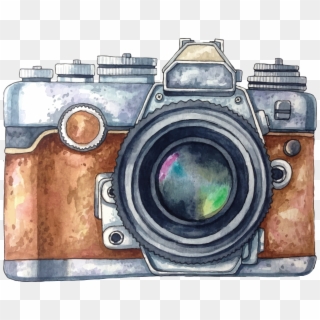 Vector Painted Photography Watercolor Camera Painting - Watercolor Camera, HD Png Download