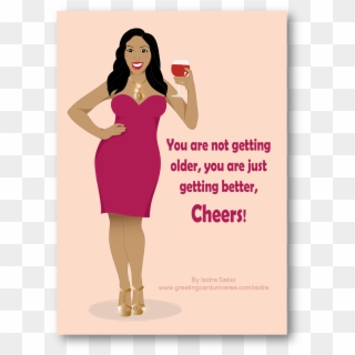 Birthday Sexy African American Wine Glass Pink - Female Birthday Wishes  Funny, HD Png Download - 897x1222(#2428975) - PngFind