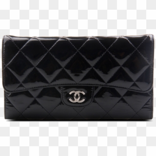 Patent Leather Purse Wallet Black Handbag Chanel Clipart - Handbag, HD Png Download