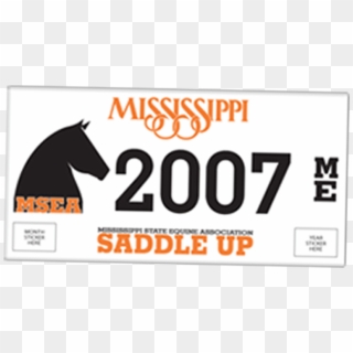 Msea Saddle Up License Plate - Mississippi, HD Png Download