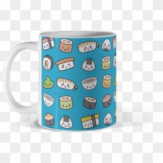 Happy Kawaii Sushi Pattern - Coffee Cup, HD Png Download