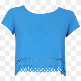 Picture Of Crepe Laser Cut Out Crop Top - Blouse, HD Png Download