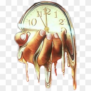 #clock #hand #melting - Melting Clock In Hand, HD Png Download