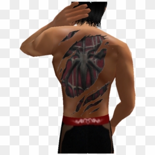Impressive Ripped Skin Sports Tattoo On Back Photo - Spiderman Sleeve Tattoos, HD Png Download