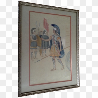 Centurion Roman Soldier Antique Watercolor Painting - Picture Frame, HD Png Download