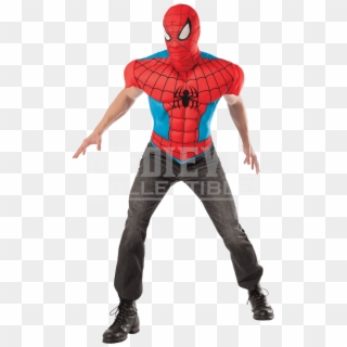 Adult Spider Man Muscle Costume Top And Mask - Mask, HD Png Download