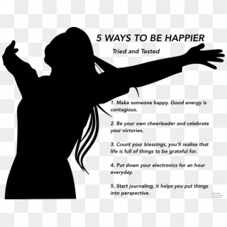5 Ways To Be Happier - Woman Victory Silhouette, HD Png Download