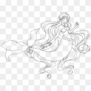 Realistic Anime Mermaid Coloring Pages - Mermaid Melody Line Art, HD Png Download