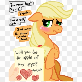 Legendoflink, Blushing, Cute, Embarrassed, Love Note, - Mlp Applejack And Anon, HD Png Download