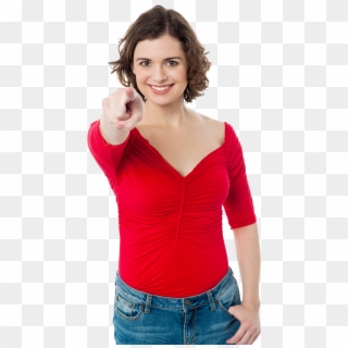 Women Pointing Front Png Image - Portable Network Graphics, Transparent Png