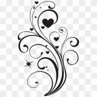Elegant Drawing Swirl - Valentine Hearts Png, Transparent Png