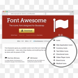Font Awesome Integration - Template Icon Font Awesome, HD Png Download