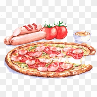 Cheese Pizza Images- Pizza, Sicilian Pizza, Italian - Italian Food Illustration Watercolor, HD Png Download