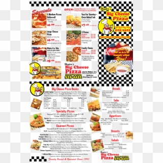 Or Click Here For A Printable/zoomable Version - Big Cheese Pizza Walla Walla Menu, HD Png Download