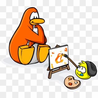 Homepage Painting Puffle And Orange Penguin - Club Penguin Painting, HD Png Download