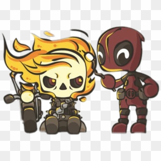 #ghostrider #deadpool #marvel #comic #chibi #freetoedit - Deadpool And Ghost Rider Cute, HD Png Download