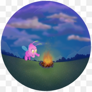 A Painting Of A Shiny Celebi By A Campfire, Its Just - Circle, HD Png Download