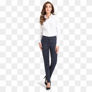 White Business Woman Shirt - Formal Shirt And Trouser For Ladies, HD Png Download