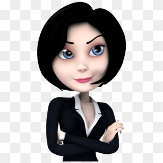 Self Confident 3d Cartoon Woman In Black Suit - Woman In Suit Animated, HD Png Download