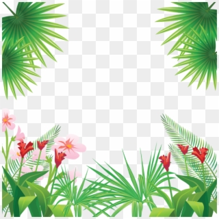 Tropical Leaves Flowers Frame, Tropical, Flowers Png - Tropical Frame Png, Transparent Png