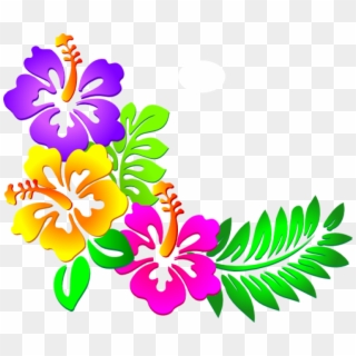 Hawaiian Flowers Clipart , Png Download - Butterfly Corner Border Design, Transparent Png