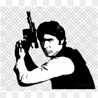 Star Wars Han Solo Stencil Clipart Han Solo Leia Organa - Han Solo Black And White, HD Png Download