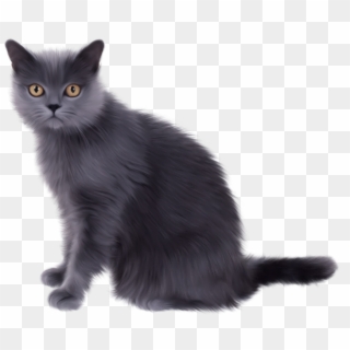 Black Sitting Cat - Grey Cat Clip Art, HD Png Download