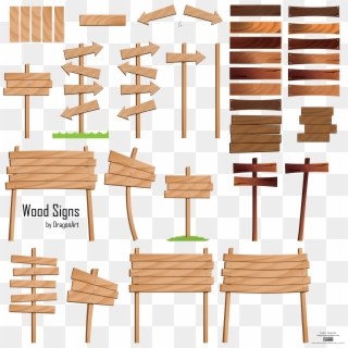 Com Free Vector Wood Signs Vector Set - Wooden Road Sign Vector, HD Png Download