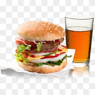 Hamburger With Fries Png Jpg Free Library - Psd Food, Transparent Png