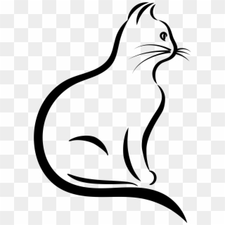 Big Image - White Cat Silhouette Png, Transparent Png