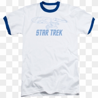 Star Trek Enterprise Outline T-shirt - Parks And Recreation Tshirt, HD Png Download