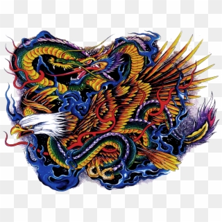 Color Tattoo Transparent Png - Dragon Colored Tattoo Png, Png Download