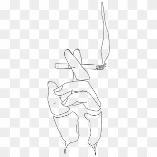 Drawn Smoke Cigarette Smoke - Line Drawing Of Hand With Cigarette, HD Png Download