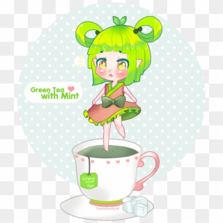 Chibi Green Tea With Mint By Cremebunny - Chibi Green Tea, HD Png Download