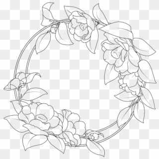 Flower Camellia Vector Artwork Border Round Clipart - Flower Circle Border Drawing, HD Png Download