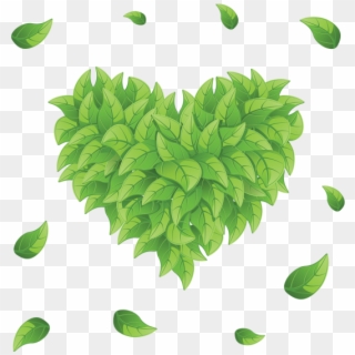 Green Leaves Heart Ai File - Heart Leaves Vector, HD Png Download