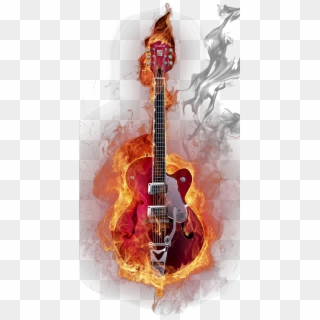 Guitar Feux Musical Instruments Visual Flame Free - Flaming Guitar, HD Png Download