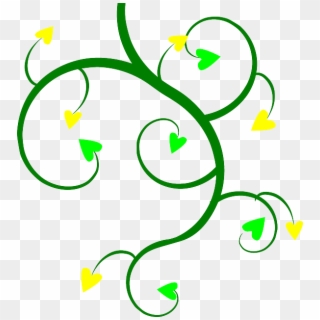 Hearts Branch, Green, Yellow, Hearts - Cartoon Hearts And Flowers, HD Png Download