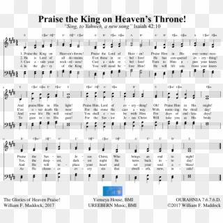 Praise The King On Heaven's Throne Sheet Music Composed - Pass Me Not Chord, HD Png Download