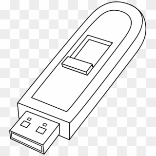 Usb Flash Clipart Outline - Pendrive Black And White, HD Png Download