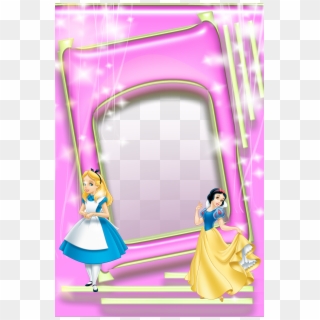 Pink Kids Transparent Photo Frame With Alice And Snow - Barbie Frames Borders Transparent, HD Png Download