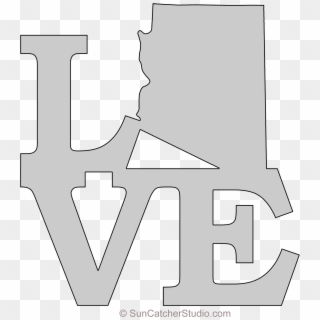 Arizona Love Map Outline Scroll Saw Pattern Shape State - Outline Arizona State Png, Transparent Png