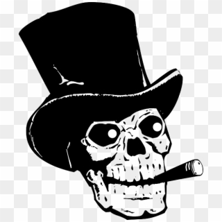 Skull, Top Hat, Silhouette, Black, Artwork, Cartoon - Skull With Hat Logo, HD Png Download