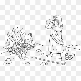 Moses And The Burning Bush Bible Coloring Book Child - Bible Coloring Pages Moses Burning Bush, HD Png Download