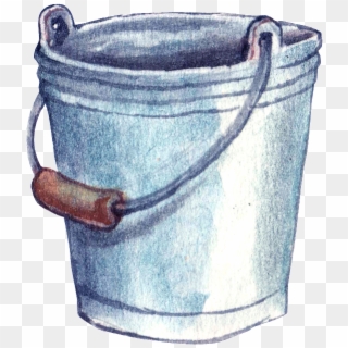 Gray Hand Drawn Bucket Cartoon Transparent Watercolor - Drawing, HD Png Download