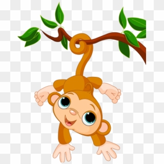 Cute Funny Cartoon Baby Monkey Clip Art Images - Cartoon Monkeys In Trees, HD Png Download