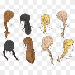 Hair Plaits And Braids Vectors - Hairstyle Braids Vector, HD Png Download