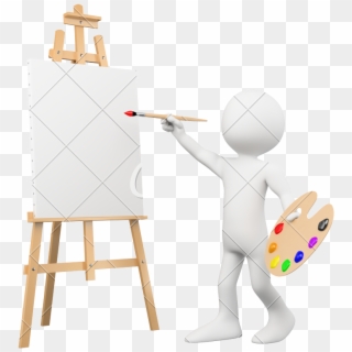 D Artist Painting On A Canvas, HD Png Download