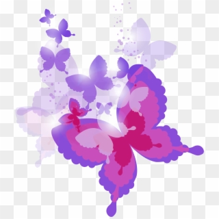 Pink And Purple Butterflies Clipart, HD Png Download